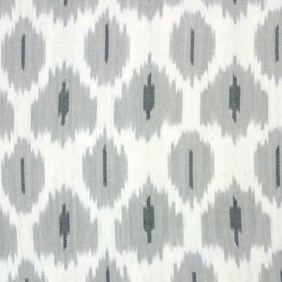 Flowers on Water Hand Woven Cotton Ikat Fabric - Dove Grey