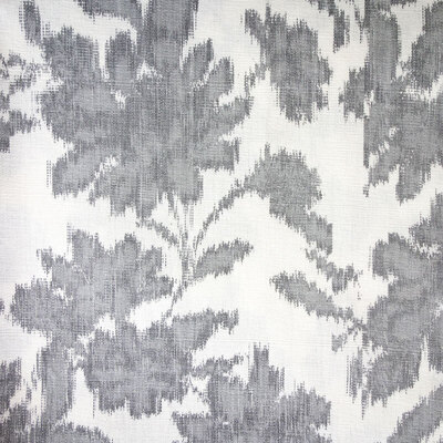 Floral Trail Hand Woven Warp Print Cotton Ikat Fabric - Smoke