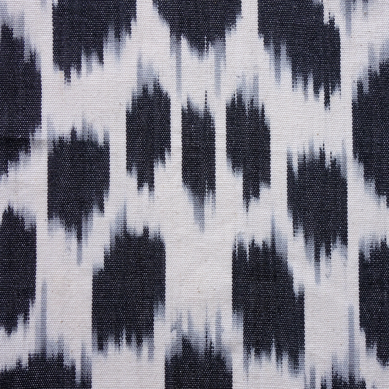 Snow Leopard Ikat Fabric Black White