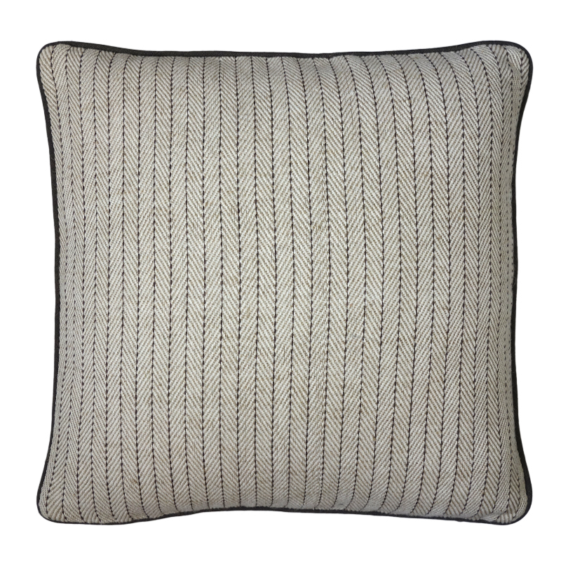 Charcoal Fringe Stripe Pillow Cover