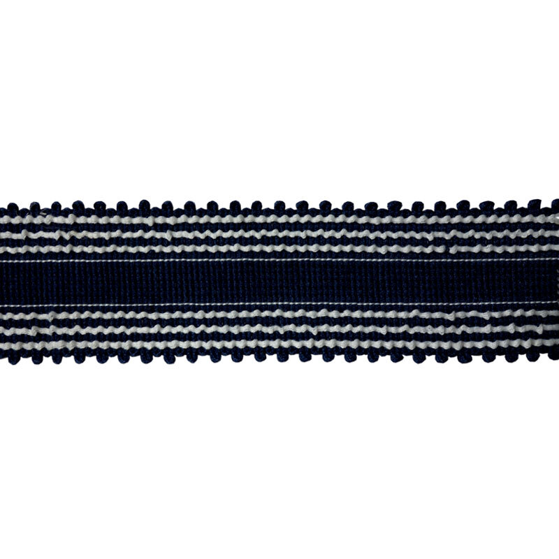 Navy Blue Striped Picot Braid Trim | Add to Curtains, Blinds, Bedheads ...