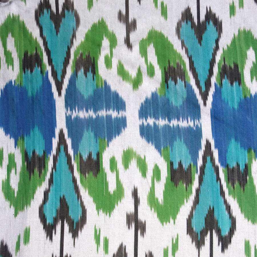 Blue And Green 100 Cotton Ikat Fabric Suitable For Curtains Cashew Nut Love No Chintz Cashew Nut Love No Chintz