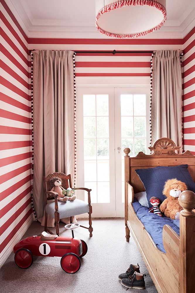 Childrens Bedroom Transformation - Striped Wallpaper - No Chintz Interior Decorating Sydney
