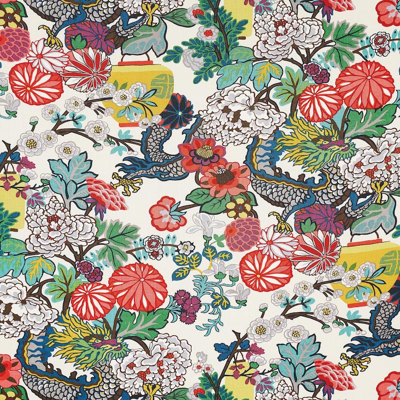 Chiang Mai Dragon Fabric Alabaster - No Chintz Textiles Australia