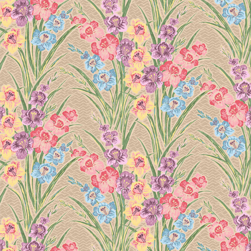 Anna Spiro Gladiolus Linen Fabric - Taupe