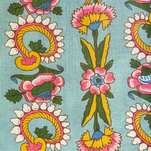 Anna Spiro Kandilli Linen Fabric - Pale Blue Multi