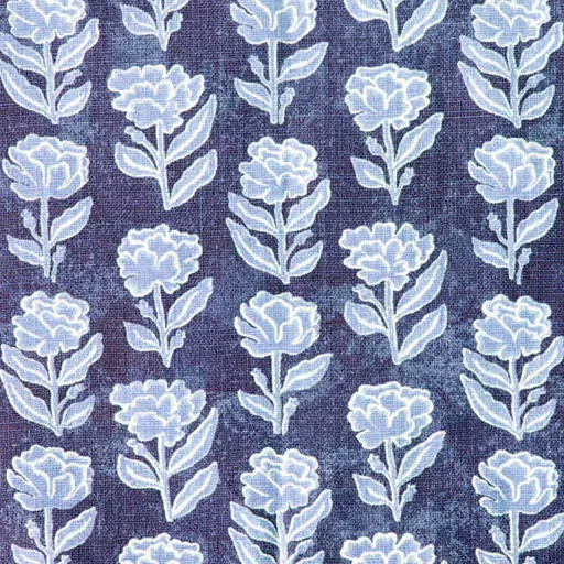 Anna Spiro Marigold Multi Linen Fabric - Navy / Light Blue