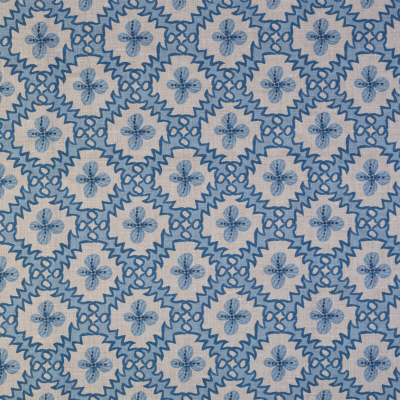 Anna Spiro Paloma Linen Fabric - Blue on Blue