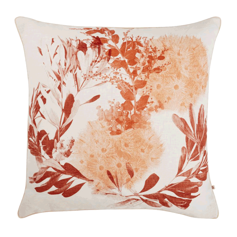 Bonnie and Neil Flowering Gum Rust Cushion