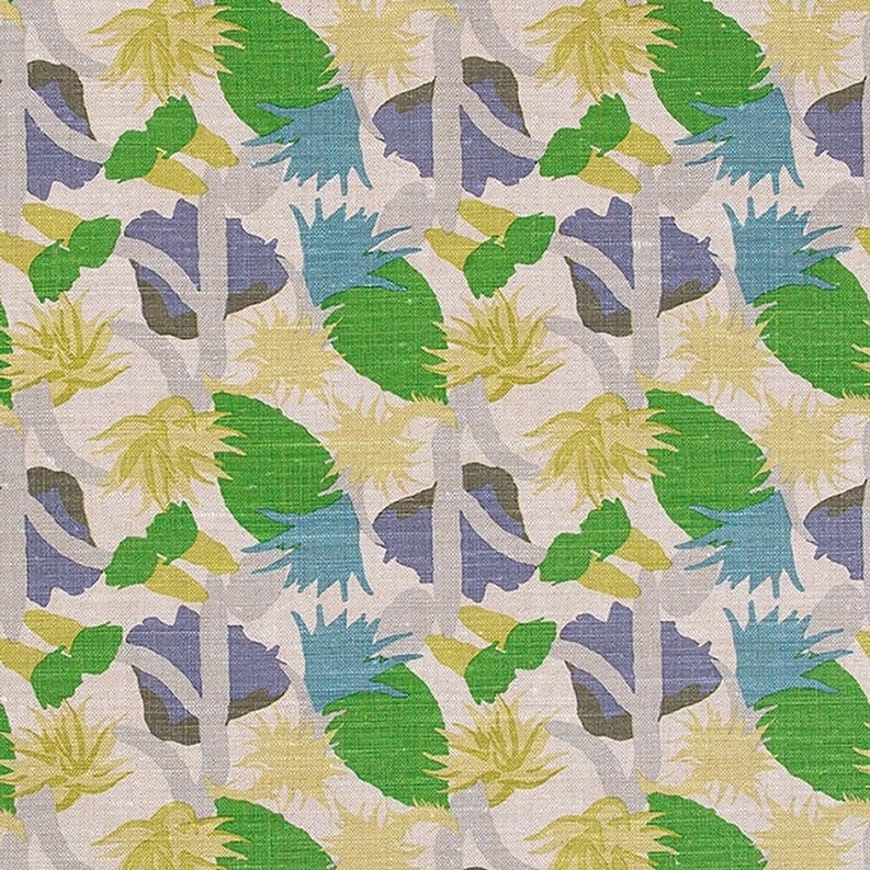Christopher Farr Cactus Flower Printed Fabric - Green