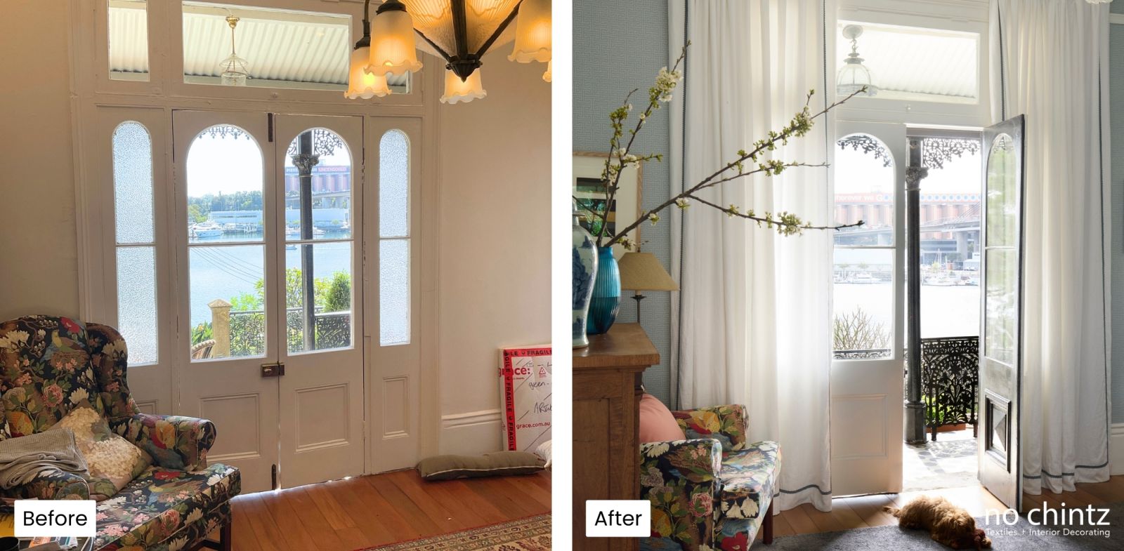 Before and After Interior Decorating Transformation Sydney - No Chintz Australia