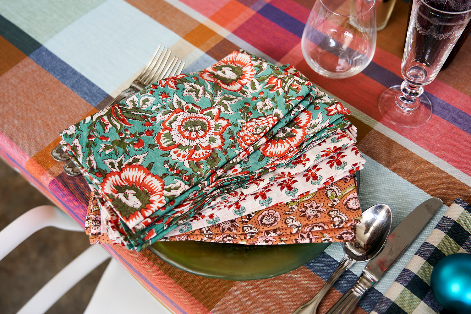 No Chintz Block Print Cloth Napkins and Napery