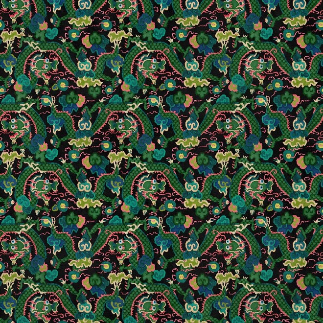 Double Dragon Green Fabric - No Chintz Textiles