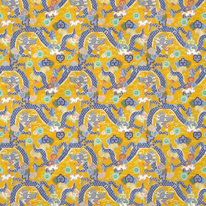 Double Dragon Yellow Fabric - No Chintz Textiles