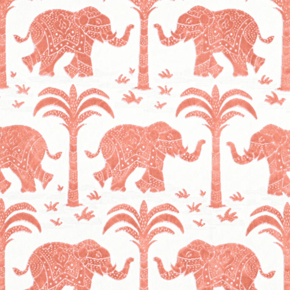 Thibaut Elephant Velvet Coral Fabric Thibaut Elephant Velvet Coral Fabric