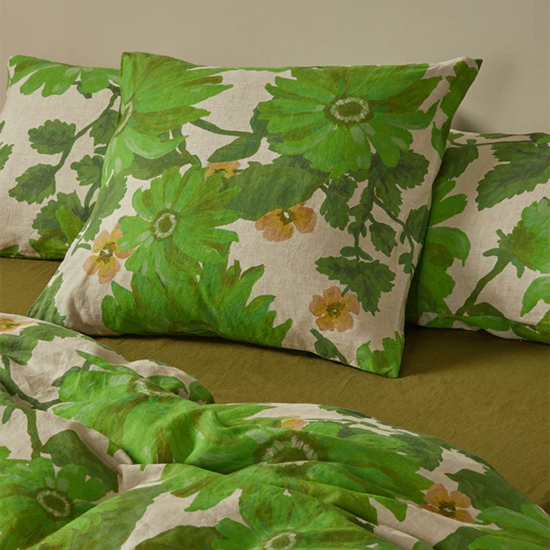 Bonnie and Neil Marigold Leaf Linen European Pillowcases (Set of 2) | No Chintz Australia
