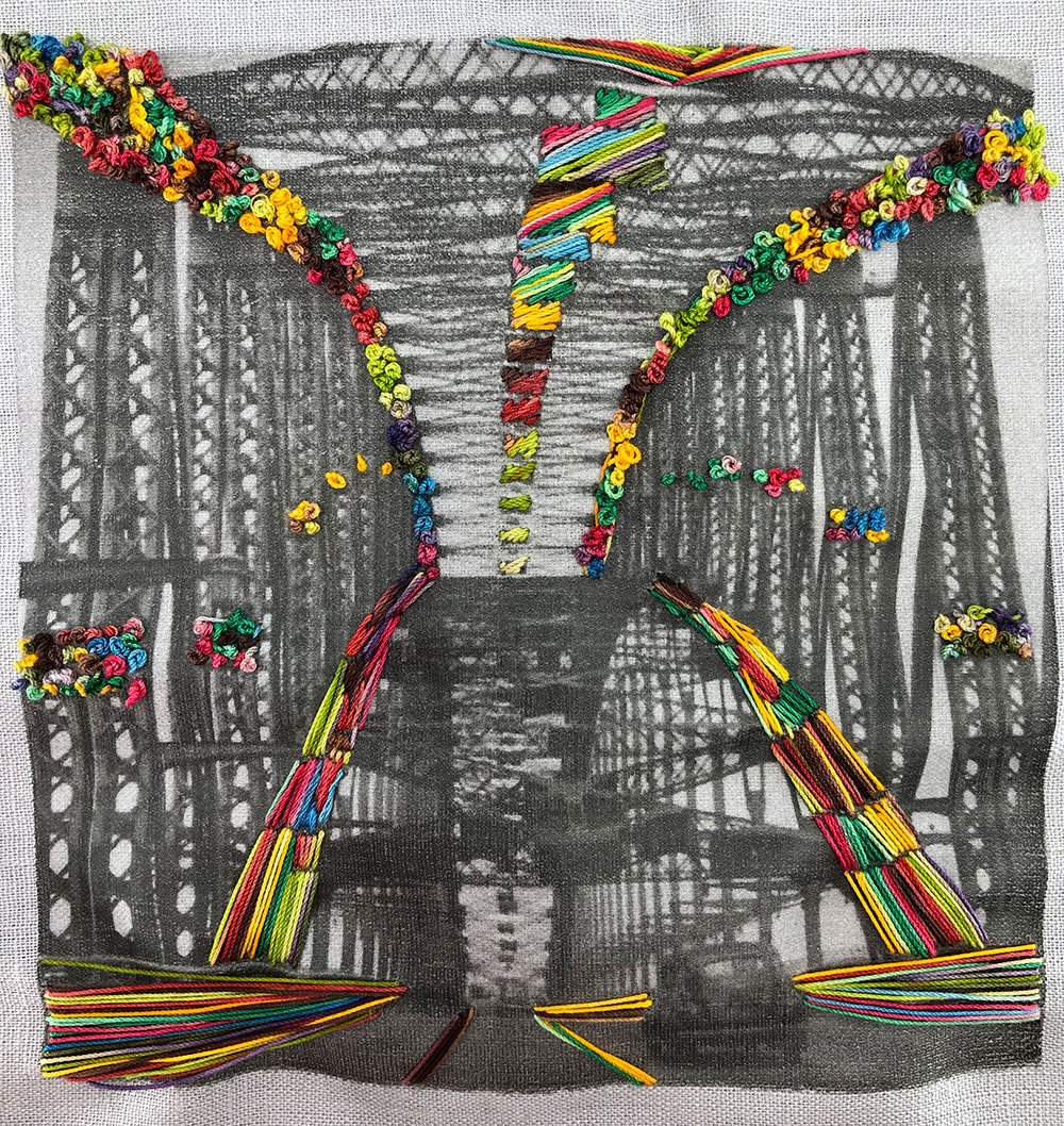 Di Henry - Urban Embroidery - Sydney Harbour Bridge Hand Embroidered Artwork