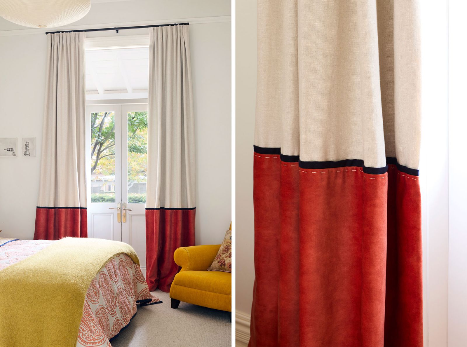 Mosman House 4 - Master Bedroom - Custom Curtains - No Chintz Interior Decorating Sydney