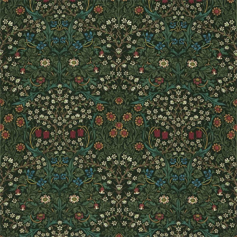 Morris & Co Blackthorn Fabric - Green Morris & Co Blackthorn Fabric - Green