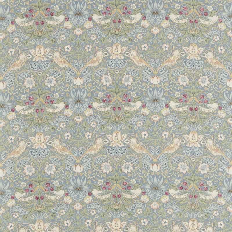 Morris & Co Strawberry Thief Fabric - Slate/Vellum Morris & Co Strawberry Thief Fabric - Slate/Vellum