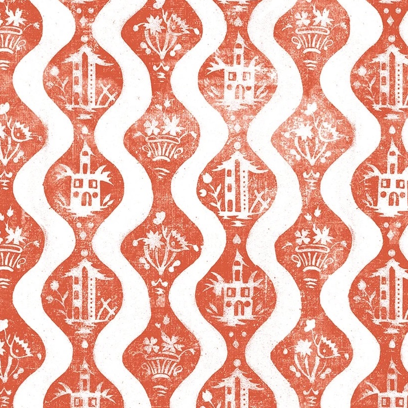 Nine Muses Dutch Stamp Madder Fabric Nine Muses Dutch Stamp Madder Fabric