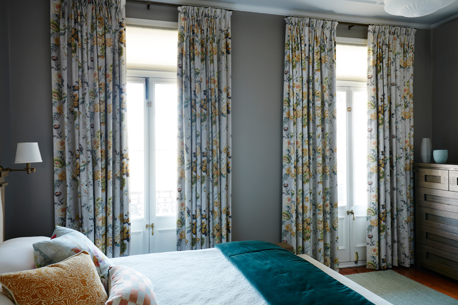 Floral Curtains in a Master Bedroom