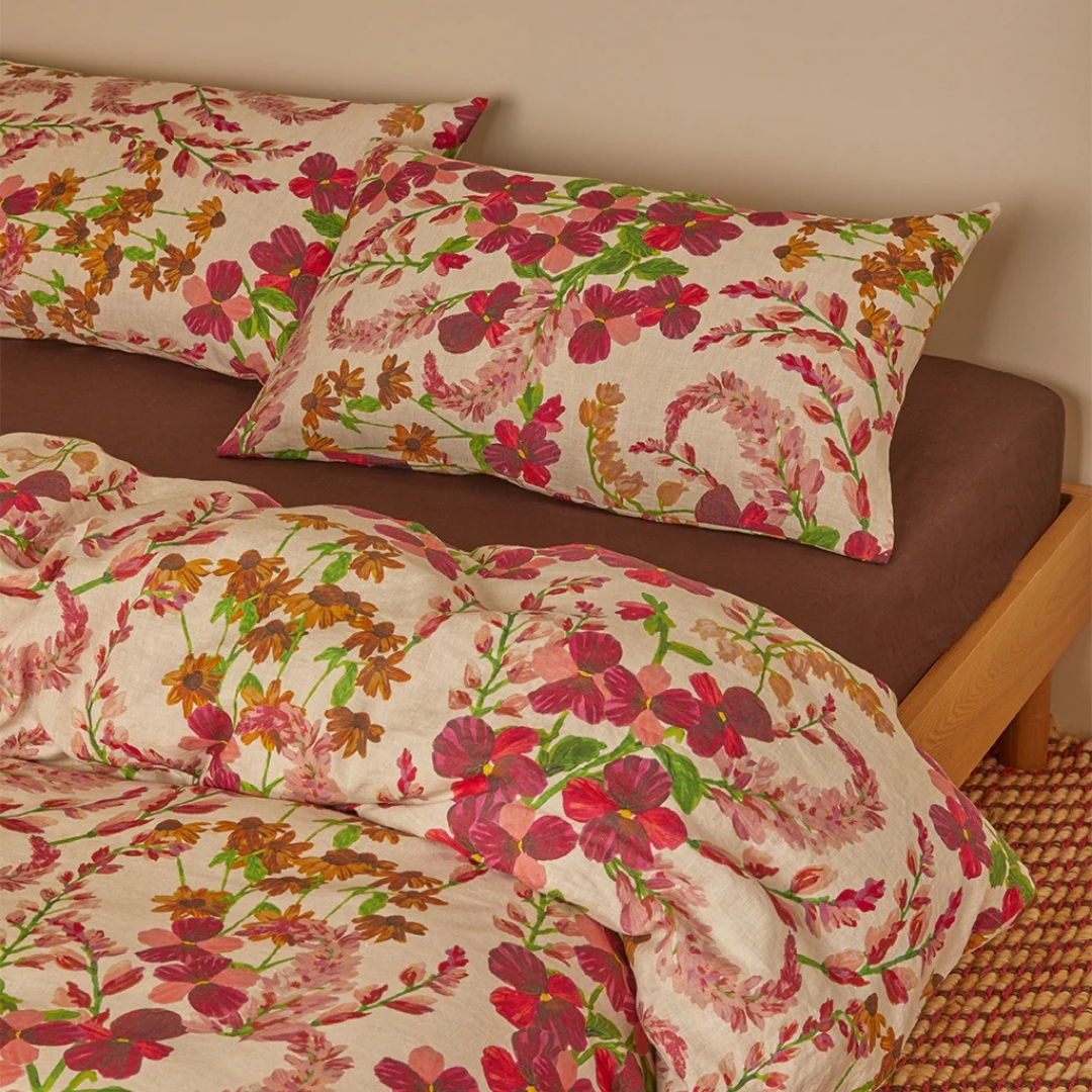 Bonnie and Neil Lupin Multi Linen Standard Pillowcases (Set of 2) | No Chintz Australia