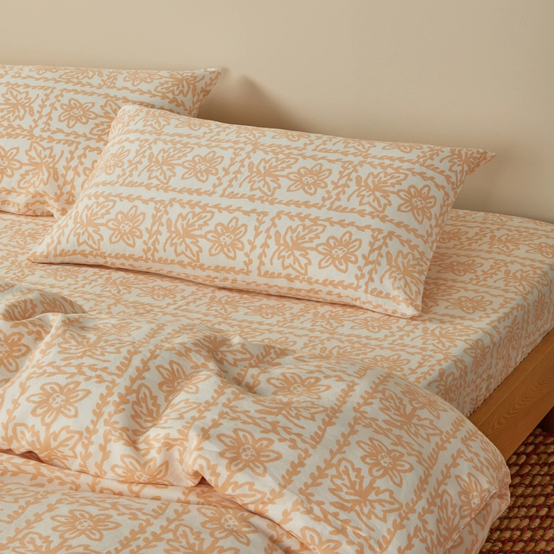 Bonnie and Neil Daisy Buff Linen Standard Pillowcases (Set of 2) | No Chintz Australia