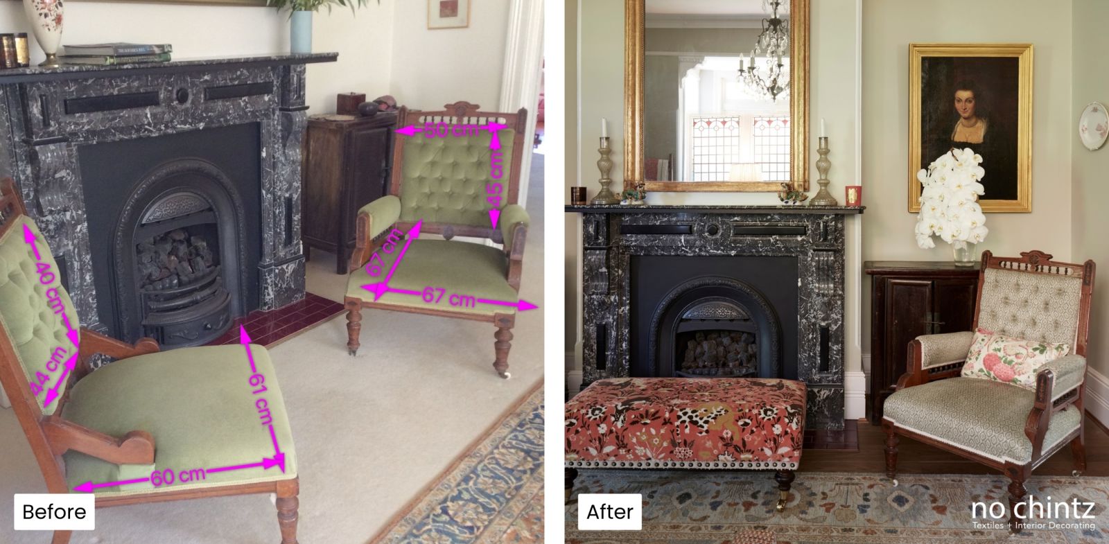 Before and After Interior Decorating Transformation Sydney - No Chintz Australia