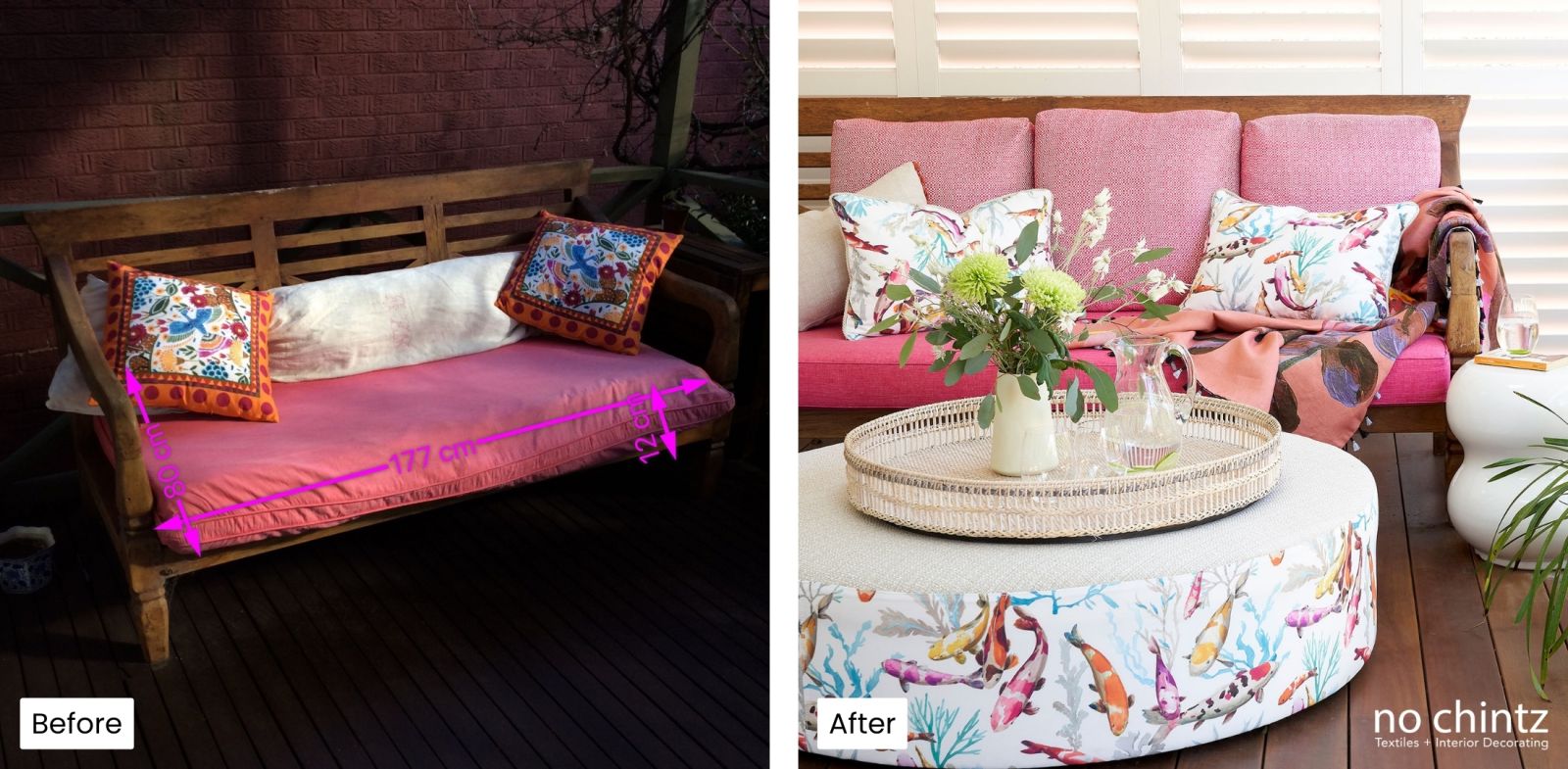 Before and After Interior Decorating Transformation Sydney - No Chintz Australia
