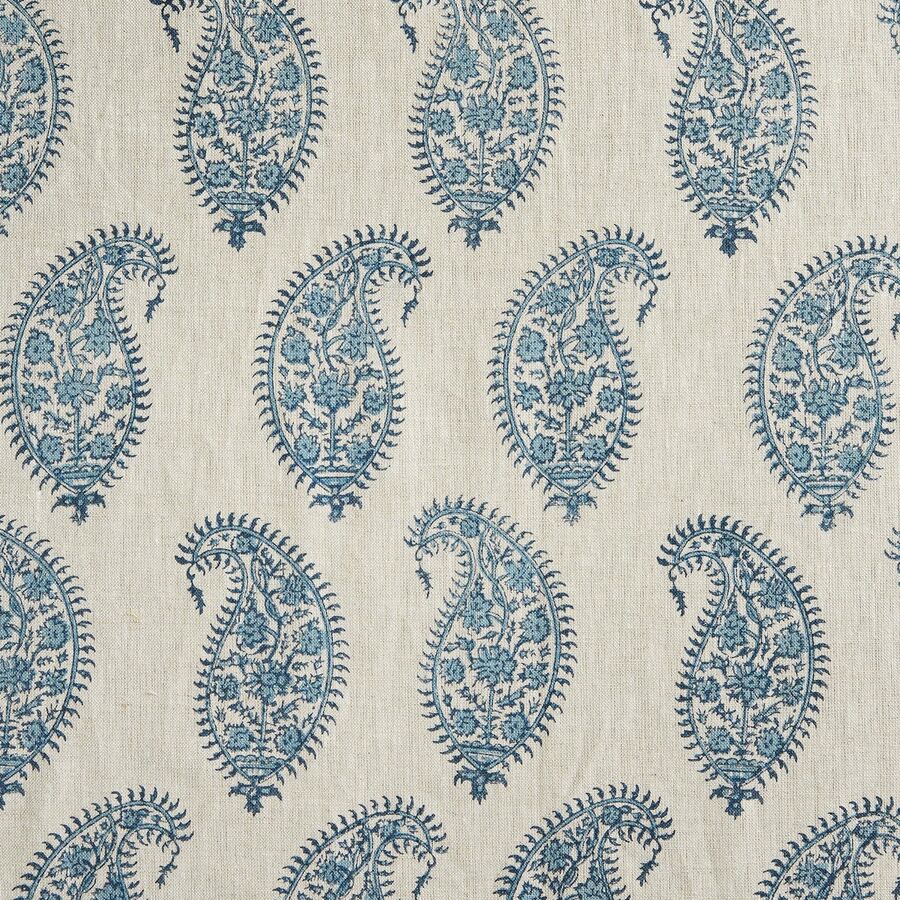 Walter G Paisley Linen Fabric - Azure