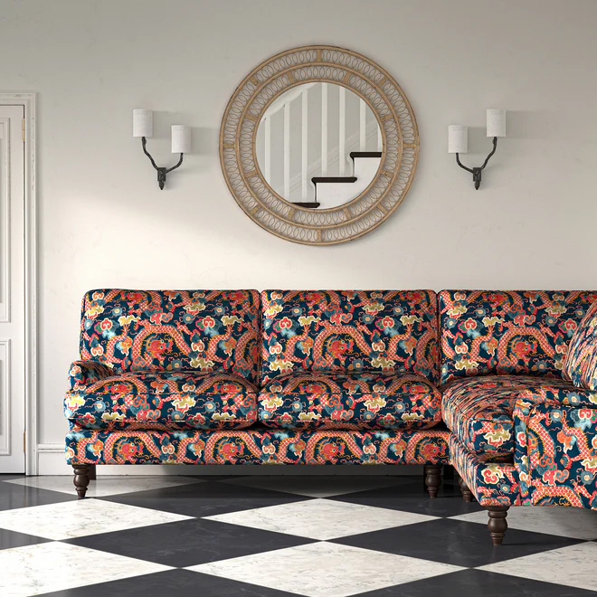 Double Dragon Twilight Fabric Sofa Upholstery - No Chintz Textiles Australia