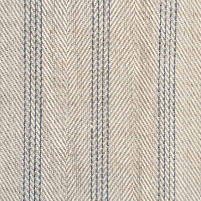 Multi Twill Hand Woven Stripe Linen Cotton Fabric - Denim
