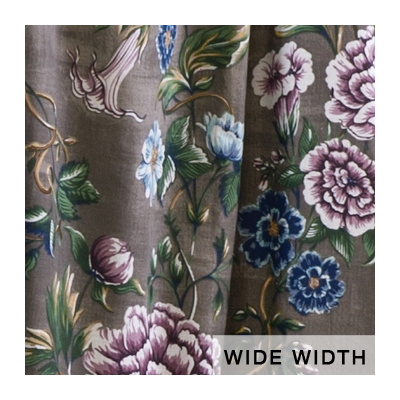 Dianthus Floral Print Linen Cotton Fabric - Plum