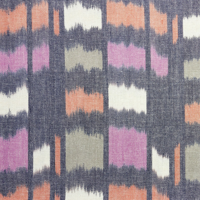 Abstract Grid Ikat Fabric - Multi Magenta