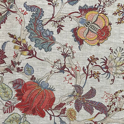 Gypsy Floral Printed Linen Fabric - Madder