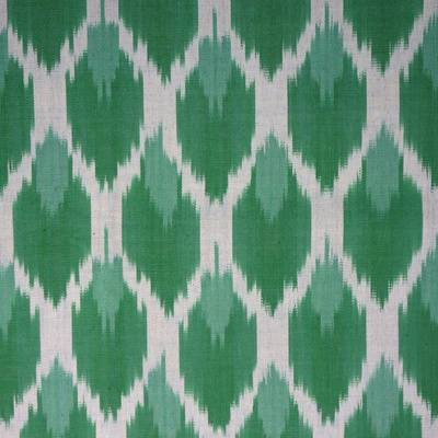 Maya Hand Woven Ikat Cotton Fabric - Jade