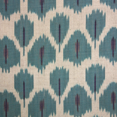 Flowers on Water Hand Woven Cotton Ikat Fabric - Peacock