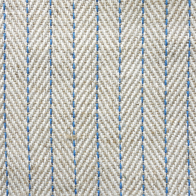 Green Herringbone Stripe Linen Cotton Fabric | Hand Woven for
