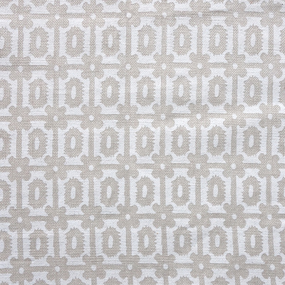 Maisie Hand Screen Printed on Cotton Fabric - White on Natural (Mahatma)