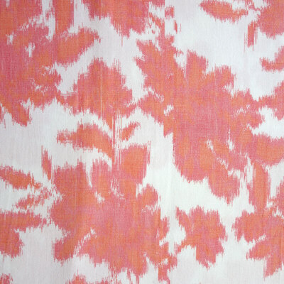 Floral Trail Hand Woven Warp Print Cotton Ikat Fabric - Coral
