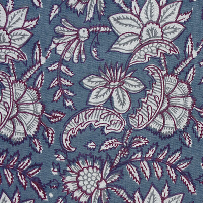 Juniper Hand Printed Indian Style Cotton Fabric - Storm