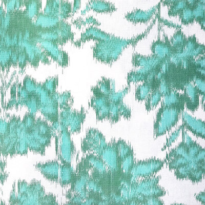 Floral Trail Hand Woven Warp Print Cotton Ikat Fabric - Jade