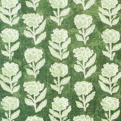 Anna Spiro Marigold Multi Linen Fabric - Dark Green / Light Green