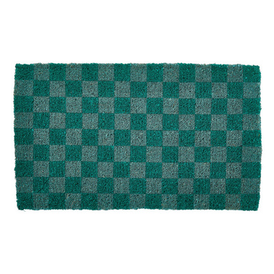Bonnie and Neil Checkers Door Mat - Green