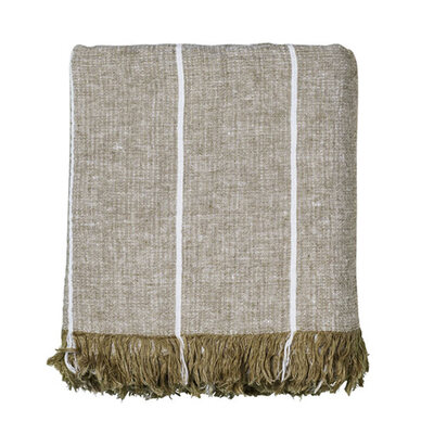 In The Sac Avenue Pinstripe Throw, Willow/Natural - 230 x 180cm