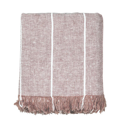 In The Sac Avenue Pinstripe Throw, Nude/Ivory - 230 x 180cm