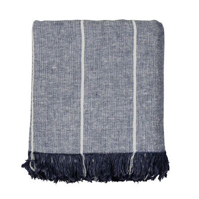 In The Sac Avenue Pinstripe Throw, Navy/Ivory - 230 x 180cm