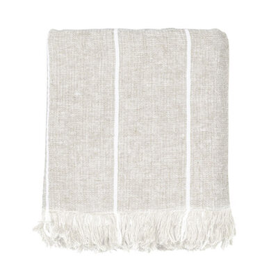 In The Sac Avenue Pinstripe Throw, Natural/Ivory - 230 x 180cm