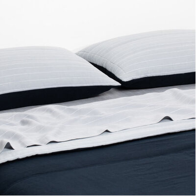 In The Sac Quilted Stripe Coverlet Set, Cloud/Navy - 260 x 240cm
